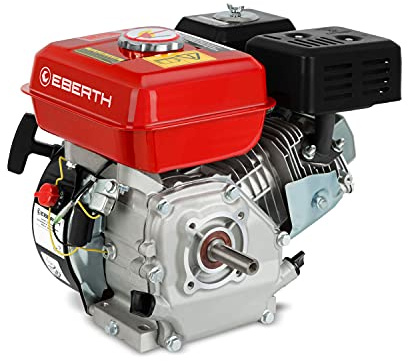 EBERTH 6,5 PS 4,8 kW Benzinmotor Standmotor Kartmotor Antriebsmotor mit 20 mm Ø Welle, Ölmangelsicherung, 4-Takt, 1 Zylinder Benzin Motor, 196 ccm Hubraum, luftgekühlt, Seilzugstart