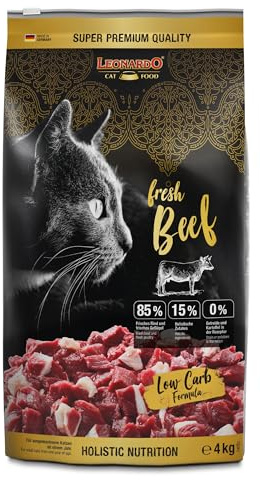LEONARDO fresh Beef & Poultry [4kg] Katzenfutter | Trockenfutter mit 85% Frischfleisch für Katzen | Alleinfuttermittel für ausgewachsene Katzen aller Rassen ab 1 Jahr