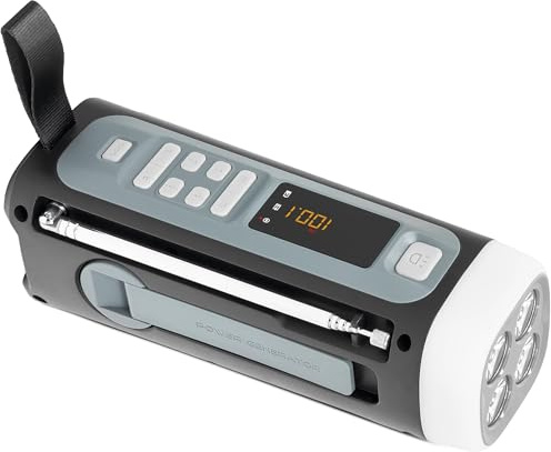 TechniSat Viola Kurbelradio – Notfallradio mit Solar, Kurbel, 4500 mAh Akku | UKW/FM, Bluetooth, Lautsprecher, LED Taschenlampe, SOS Alarm, Powerbankfunktion, USB, Blackout, Notfallausrüstung