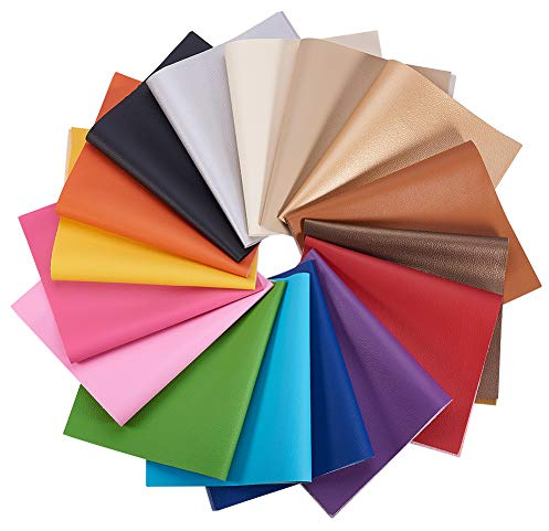 BENECREAT 16PCS 34x20cm Faux PU Leder Stoff Blatt Litchi Muster Stoff für Tasche, Hut, Schmuck, Haar Basteln, Nähen und Dekorationen
