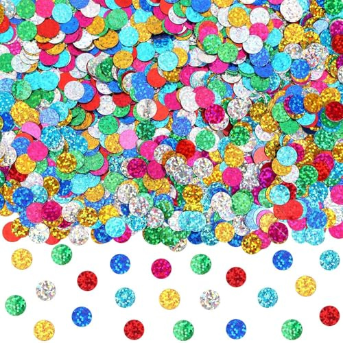 MARFOREVER Konfetti Rund, Bunt Glitzer Konfetti Faschingsdeko Tisch Metallisch Folie Party Streudeko Geburtstag für Hochzeit Karnevalsdeko Silvester Weihnachten