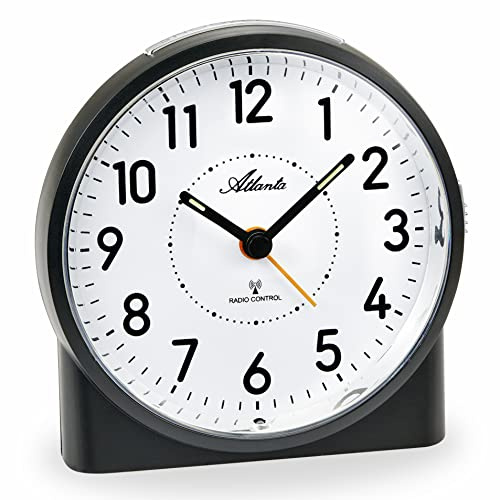 Atlanta Großer Funkwecker Analog Licht Snooze Crescendo Zahlen - 1843/7 (Schwarz)