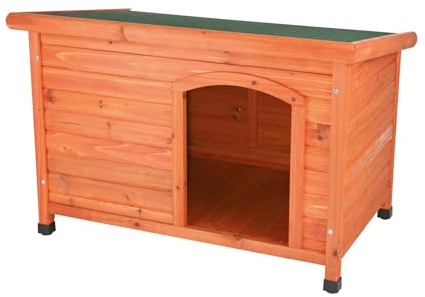 TRIXIE wetterfestes und aufklappbares Hundehaus "natura Hundehütte Classic Flachdach, M–L: 104 × 72 × 68 cm, braun" - 39552