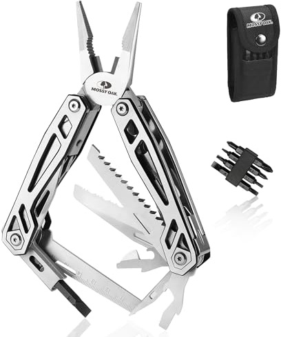 Mossy Oak Multifunktionszange,21 in 1 Multi-Tool Multifunktion mit Zange Klappmesser, Faltbares Multitool, Camping Wandern Reparieren,inkl tragbare Tasche