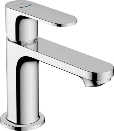 hansgrohe Rebris S - Waschtischarmatur für Kaltwasser ohne Ablauf, Wasserhahn für Gäste WC mit Auslauf Höhe 84 mm, Mischbatterie Waschbecken wassersparend (EcoSmart), Chrom, 72503000