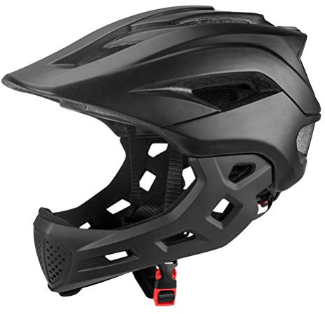 Full Face Bike Helm für, Abnehmbarer Kinnschutz, 13 Lüftungsschlitze, 2 in 1 Helm mit Zum Radfahren, BMX - (Schwarz)