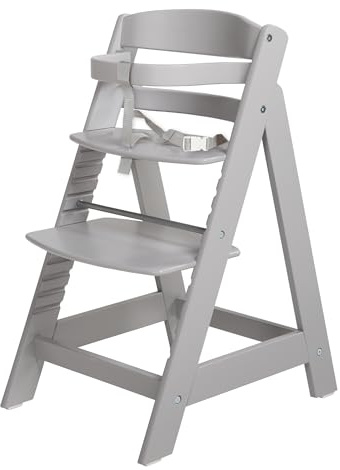 roba Treppenhochstuhl Sit Up III - Mitwachsender Baby Hochstuhl - ab 6 Monaten - Kinderhochstuhl aus Holz taupe - Stuhl bis 50 kg belastbar, 1 Stück (1er Pack)