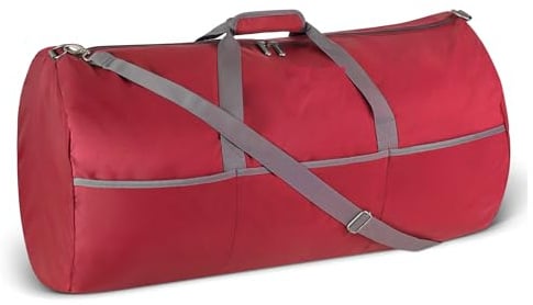 Amazon Essentials 82,3cm extra große faltbare Nylon-Reisetasche für Reisen/Aufbewahrung mit Reißverschlusstaschen, 150l, 22,7kg Tragkraft, rot (früher Amazon Basics)