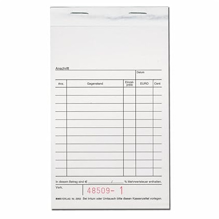 RNK Kassenblock, neutral, 10x15 cm, durchschreibend (20 Blöcke Spar-Pack)