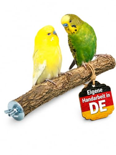 Vogelgaleria® Leckere Korksitzstange Wellensittich Nymphensittich 20cm| Kork Sitzstange mit Korkrinde zum Sitzen und Knabbern | Vogelsitzstange und Vogel Stange für Krallenpflege | Korksitzbrett