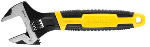 Stanley MaxSteel Einmaulschlüssel 0-90-948 (verstellbar, 30 mm x 200 mm Länge, Chrom-Vanadium Stahl, Kopf angewinkelt)