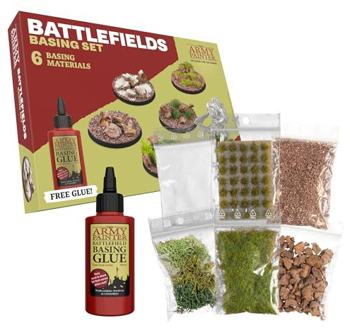 The Army Painter Battlefields Basing Set, Komplete Modellbau Zubehör Szenerie 50ml Pva Kleber, 35 Grüne Büschel, Modellbau Gras/static Grass Und Brown Battleground Usw Für Dungeons And Dragons
