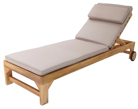 AXI Rama Gartenliege aus Teak Holz mit Kissen | Sonnenliege aus Teakholz mit Verstellbarer Rücklehne - 4 Positionen | Sonnenbett/Liege mit Rollen für Draußen/Garten