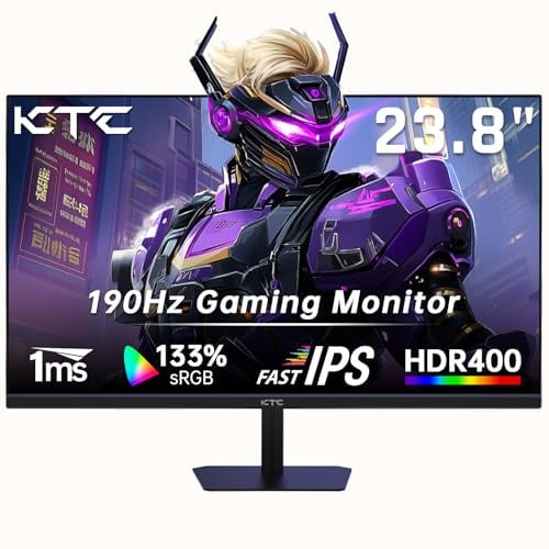 KTC Gaming Monitor 24 Zoll, FHD 1080P@180Hz (OC 190Hz) mit Fast IPS-Panel, 1ms Reaktionszeit, FreeSync/G-Sync, HDR400, 133% sRGB, HDMI 2.0 / DP 1.4, Hardware Blaulichtfilter, VESA 100×100mm