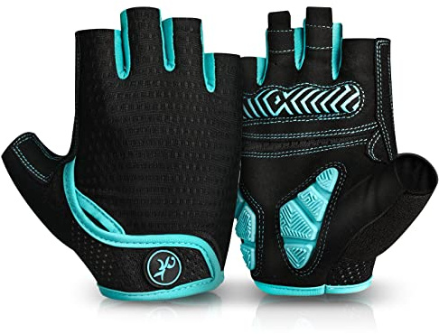 MOREOK Fahrradhandschuhe für Herren Damen Sommer Radsporthandschuhe Halbfinger 5MM SBR Gel rutschfeste/stoßdämpfende Handschuhe für Mountainbike, Rennrad & Downhill-E-L