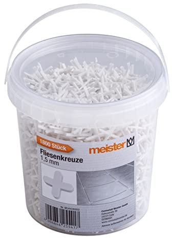 Meister Fliesenkreuze 1,5 mm - Praktisches Set mit 1800 Stück - Aus robustem Polypropylen - weiß / Fliesenzubehör / Fliesenverlegehilfe / Fugenkreuze / 4426950