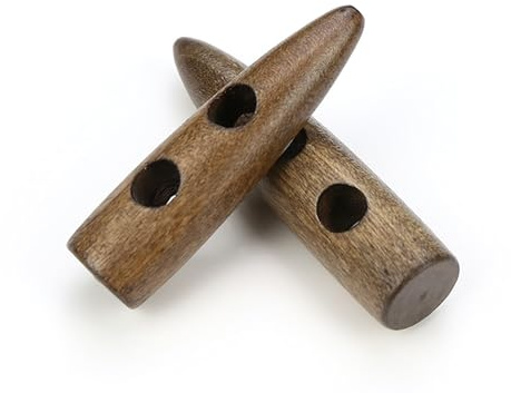 Handarbeit - Lieblingsladen 12 Stück Knebelknöpfe braun kaffeebraun 45mm Knebelknopf (2 Loch) länglich zum annähen nähen basteln - Jackenknöpfe Mantelknöpfe Längsknopf Knöpfe