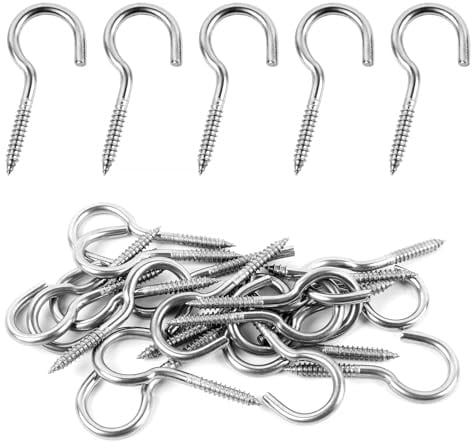 BOUMVID 10 Stück Schraubhaken Edelstahl, Deckenhaken Hakenschraube, 304 Haken zum Schrauben, Einschraubhaken Robuste Becherhaken（M3 x 40mm）