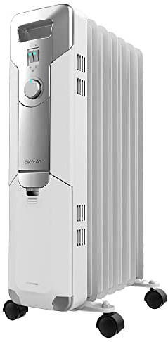 Cecotec Ölheizkörper ReadyWarm 7000 Space. 1500 W Ölheizkörper mit 7 heizrippen und 3 Leistungsstufen, 15 m² Wirkungsbereich, Kabelaufbewahrung, einfacher Steuerung, Griff, Rädern
