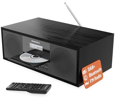 DAB Radio mit CD Player und Bluetooth | 60W Stereoanlage | Kompaktanlage mit USB | CD Player HiFi | UKW Radio Musikanlage | Digitalradio mit CD Player & Fernsteuerung | Küchenradio | OAKCASTLE DAB500