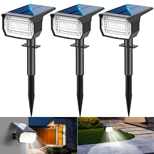 LOTMOS Solarstrahler für Außen [3 Stück/72LED], 3 Modi IP67 Wasserdicht Solar Gartenleuchten, 6500K Kann der Wand Montiert Werden Garten Solarleuchten für Terrassen, Zäune, Wege, Einfahrten, Veranden