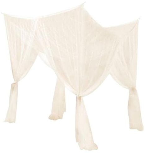 Baoblaze 4 Eckpfosten Himmelbett Vorhang, Moskitonetz Doppelbett und Einzelbett, Mückenschutz Moskitonetz, Mückennetz Bett, Moskitonetz Doppelbett für Haus Kinderzimmer Reise im Freien, Beige