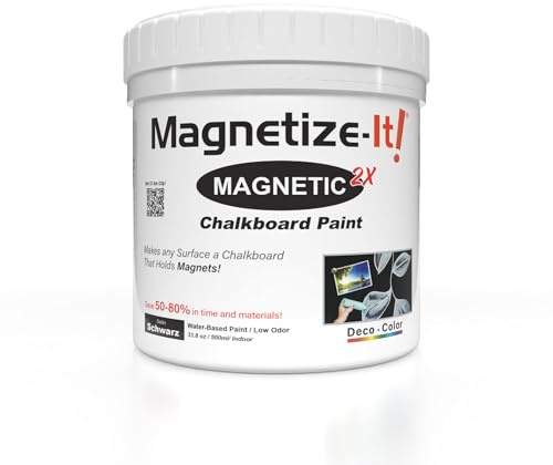 Magnetize-It! Magnetische Wand-/Kreidetafelfarbe (wasserbasierend) - SCHWARZ - | 0,5L | 500ml | Deco Color Extra Haftung, Flächenergiebig und Nachhaltig, Allzweck-Innenraumfarbe