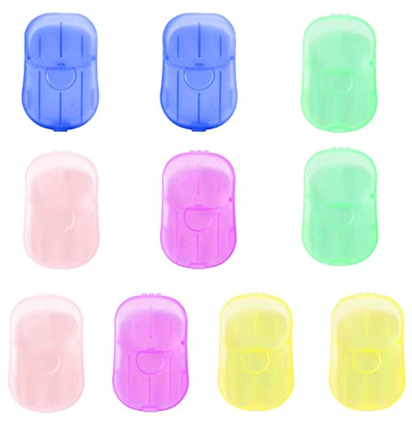 10 Boxen Seife für Unterwegs - 400 Blätter Einweg Papier Seife in 5 Farben | Tragbare Seifenflocken Reisen SeifenbläTter Blätter Einweg Seife für unterwegs für Reisen Camping & Outdoor