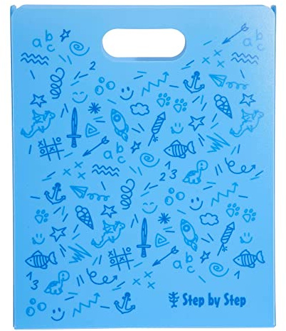 Step by Step Heftbox mit Tragegriff, Blau, für Hefte und Schnellhefter, DIN A4, Fach für Lineal, mit Tragegriff, platzsparend, 4 Fächer