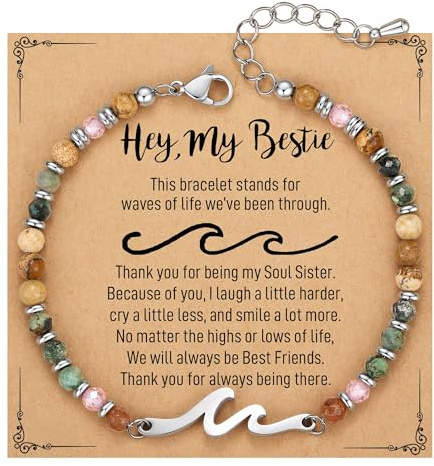 Wellen Armband, Beste Freundin Armband Geschenke, Freundschaftsarmband Damen Verstellbares BFF Armban, Schwester Geschenk Geburtstag , Naturstein Armban Geburtstag Weihnachten Abschluss Jahrestag