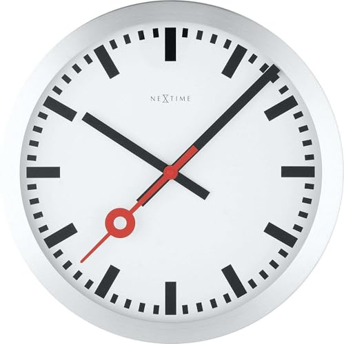 NeXtime 3999ST Wanduhr Bahnhofsuhr STATION, lautlos, rund, ø 35 cm, 34.8 x 4.5 cm