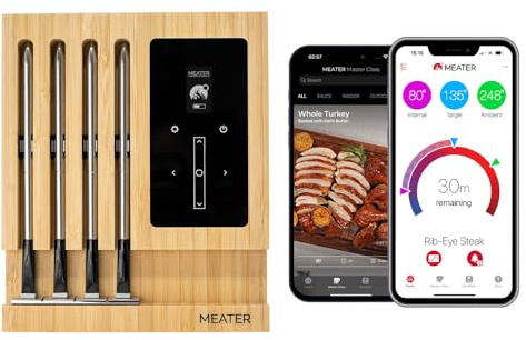 MEATER Block | Premium Kabelloses Smart-Fleischthermometer | Ofen Grill Küche BBQ Smoker Rotisserie | Bluetooth und WiFi Digitalverbindung | 50+ Rezepte in der App