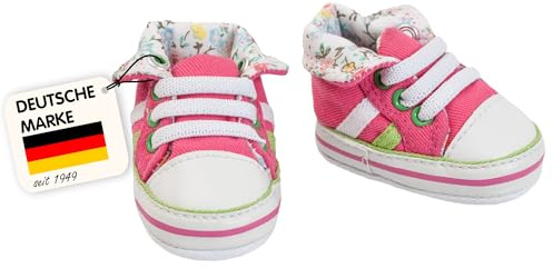 Heless 446 - Puppen Sneaker in Pink, Grün und Weiß, mit Blumen-Innenfutter, für Puppen der Größe 38-45 cm, Sohlen-Maß: 7 x 4 cm