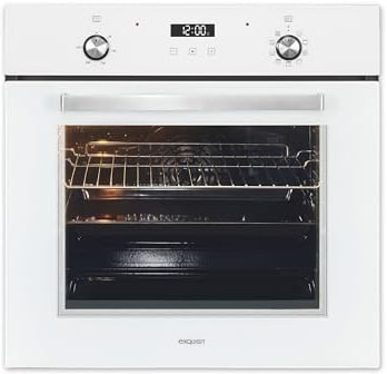 Exquisit Einbaubackofen EBE76-9-H-020 Weiss - 75l Heissluft Backofen | Energieklasse A Einbaugerät - 9 Programme mit Pizzastufe & Grill - Timer - 60cm Breite - Inklusive Backblech & Rost
