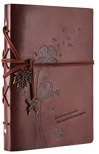 RongRao Notizbuch A5, Leder, Spiralbindung, 200 Seiten, Ringbuch, nachfüllbar, Skizzenbuch, dickes Papier, blanko, Softcover, Tagebuch für Erwachsene, Rezeptbuch zum Selbstschreiben, Bullet Journal, R