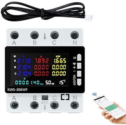 Stromzähler 3 phasen, wlan smartmeter stromzähler, Wlan Digitaler Stromzähler, 80A 220V AC smart meter, Schutz vor Stromausfall, Übertemperatur Unterspannung Überstrom Überleistung usw.