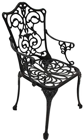 DEGAMO Gartensessel Lugano in Jugendstil Optik aus Aluguss, grau-antik, wetterfest, Outdoor