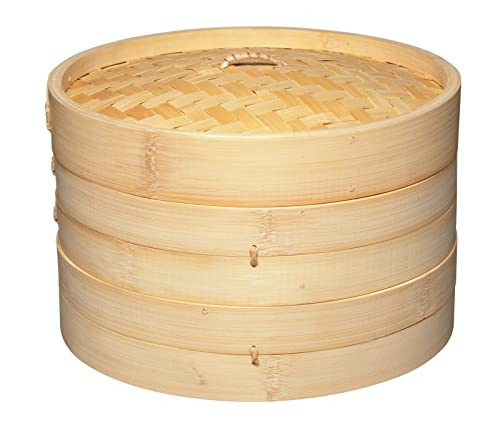 KitchenCraft World of Flavours Bambus Dampfgarer Körbe, 2-Stöckig, 25 cm