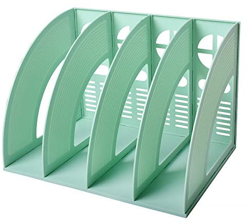 Marte Vanci Schreibtisch-Akten-Organizer, stabiler Schreibtisch mit 4 Fächern, Zeitschriften-Kunststoffhalter, Rahmen, Aktentrenner, Dokumentenschrank, Display und Aufbewahrung, Organizer-Box (grün)
