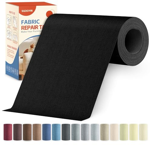 Flicken Selbstklebend Stoff Schwarz, 10x200cm Stoffflicken Selbstklebend Reparaturflicken, Leinenstoff Patches Reparaturset für Möbel, Autositze, Kleidung, Polsterbezüge, Stühle, Sofas, Kissen