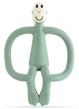 Matchstick Monkey Original Beißring & Gel-Applikator – Silikon-Baby-Beißring, leicht zu greifen, BPA-frei, unterstützt Selbstberuhigung & frühes Zähneputzen, ab 3 Monaten, 10 cm, Mintgrün