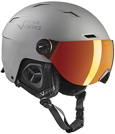 BLACK CREVICE Skihelm Kirchberg mit Visier und Lüftungsöffnungen - Atmungsaktiver Helm für Herren & Damen