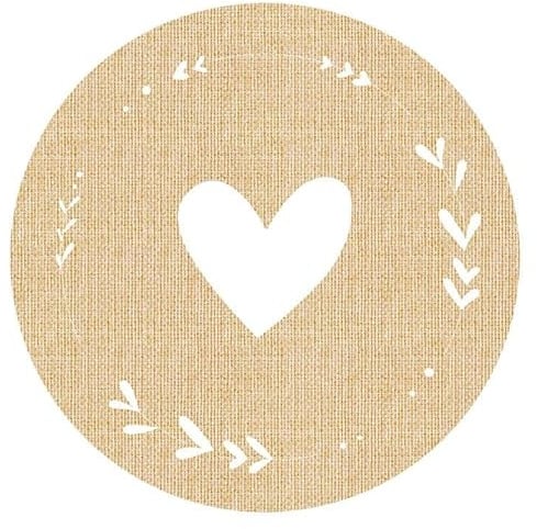 G2PLUS 5CM Aufkleber kraftpapier Braun: 96 Stück Runde Geschenkaufkleber | Jute-Optik Selbstklebendes Etiketten mit Herz für Umschlagdichtungen Marmeladengläser und Hochzeit