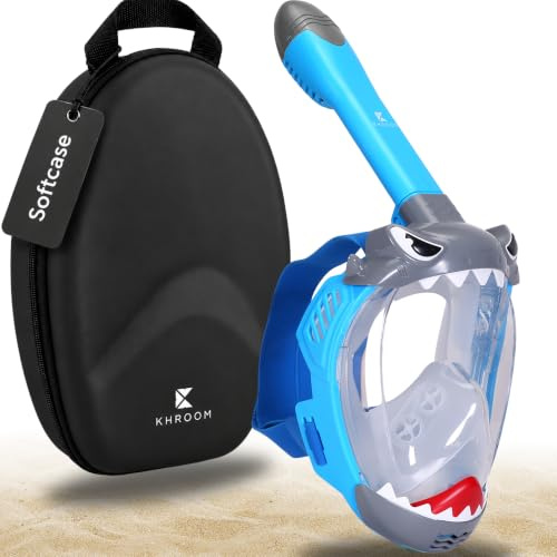 Khroom Schnorchelmaske Kinder 3-10 Jahre | Vollgesichtsmaske mit Soft-Case | Bekannt aus Höhle der Löwen | CO₂ von TÜV R. geprüft | Easy-Breath-System | Von Kindern geliebt | Ersatzteile erhältlich