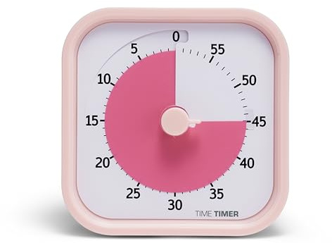 TIME TIMER Home MOD – 60-Minuten-Visual Timer für Kinder – Homeschool Supplies Study Tool, Timer für Kinderschreibtisch, Büroschreibtisch und Meetings mit geräuschlosem Betrieb (Peony Pink), 9x5x9 cm