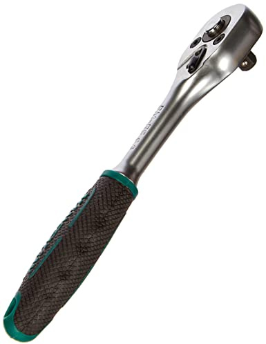 Brüder Mannesmann Umschaltknarre 1/4 Zoll Kompakt-Handratsche, 72-Zahn-Mechanik, ergonomischer Griff, Rechts-/Linksumschaltung, kompakte Bauweise, für Kfz und Heimwerker, 15 cm, 1 Stück | M98440