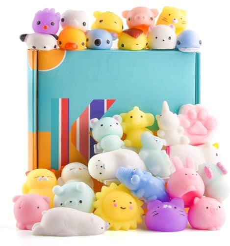 KUUQA 25Pcs Cute Squeeze Animal Toys Squishies Panda Cat Paw Mini Soft Squeeze Stressabbau Spielzeug für Geburtstagsfeier Ostereierfüller Goodie Bag Stuffers