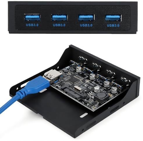 USB 3.0 Frontpanel, PCI-E auf 4 Port USB3.0 Front Diskettenlaufwerk Erweiterungskarte mit SATA Netzteilschnittstelle, Low PCI-E Plug Design, für Chip