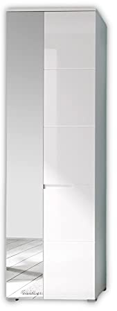 Stella Trading SPICE Garderobenschrank in Hochglanz Weiß - Moderner Flurgarderoben Schrank mit viel Stauraum - 60 x 198 x 40 cm (B/H/T)