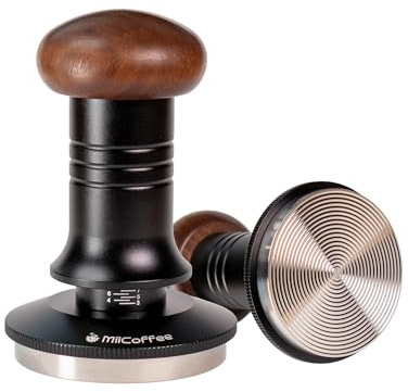 MiiCoffee Espresso-Kaffeestampfer 58,5 mm, ebener Kaffeestampfer für 58-mm-Siebträger, verstellbare Tiefe, wellenbasis Edelstahlboden
